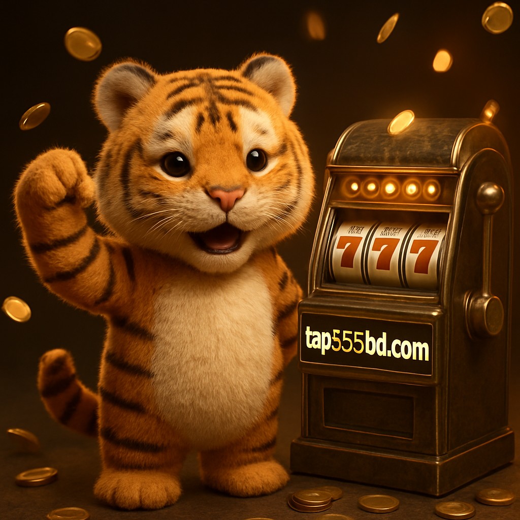 আর্কেড জয়ের আনন্দে উত্তেজিত একটি বাঘশাবক