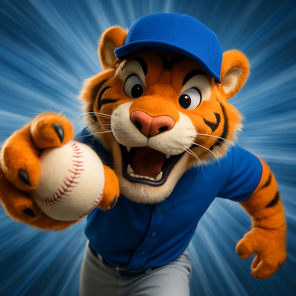 tap555 ক্রিকেট-গেমিংয়ের প্রতীক হিসেবে ইউনিফর্ম পরা একটি খুশি টাইগার শাবকের হাত ধরার 모습